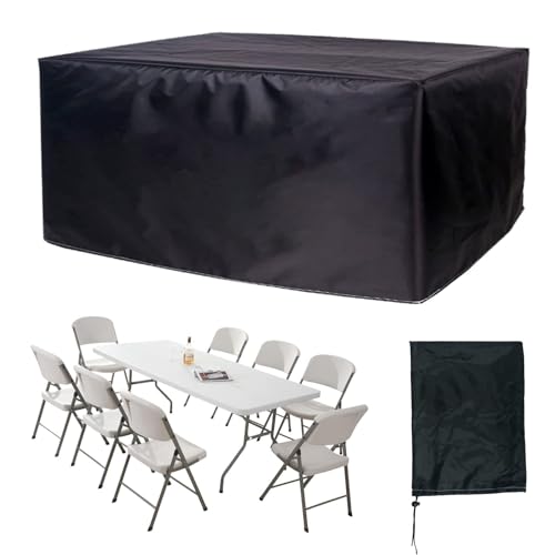 QSTGX Abdeckhaube Gartentisch Rechteckig 210D Wasserdichtes Oxford Tuch Staubdicht Langlebig und Leicht, Geeignet für Tisch Stuhl, Gartentisch Abdeckung(100x80x80cm) von QSTGX