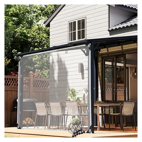 QSTGX Abdeckplane Wasserdicht Transparent Plane mit Ösen Klare Planen Pavillonvorhänge Kunststoffplatten Für Garten Terrasse Rasen Pflanzen Gewächshaus(13.12x22.96ft/4x7m) von QSTGX