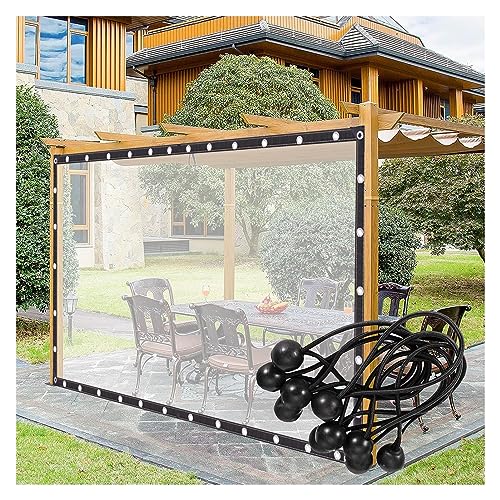 QSTGX Durchsichtige Plane, wasserdichte Pergola-Abdeckungen, Kunststoff-Seitenwände mit Ösen für Balkon, Terrasse, Veranda, Pavillons (Color : Clear, Size : 1.8x3m/5.9x9.84ft) von QSTGX