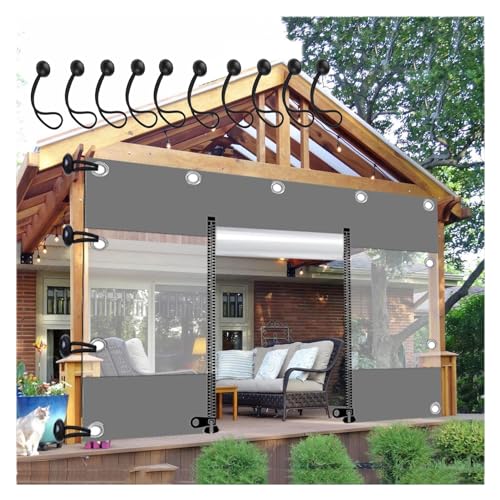 QSTGX Durchsichtige Planen-Seitenwände, Strapazierfähige PVC-Planenvorhänge mit Reißverschluss für Veranda, Pavillons, Carports, Anpassbar (Color : Gray, Size : 4x2.5m) von QSTGX