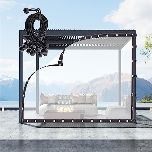 QSTGX Pavillon-Seitenwände, Außenvorhänge, wasserdichte Planen-Trennvorhänge für Balkon, Dach, Pergola, mit Ösen (Color : Transparent, Size : 2x3m) von QSTGX