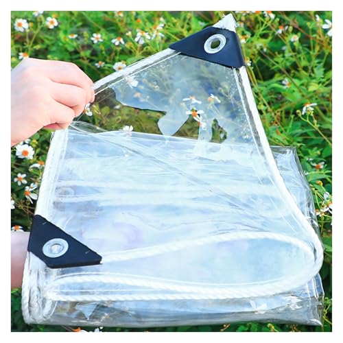QSTGX Plane Transparent mit Ösen Abdeckplane für draußen Stabile Folie Garten Seitenteile Durchsichtige Vinylplane Behelfsmäßiges Gewächshaus Terrassengitter für Terrassen im Außenbereich(9.84x26.24ft von QSTGX
