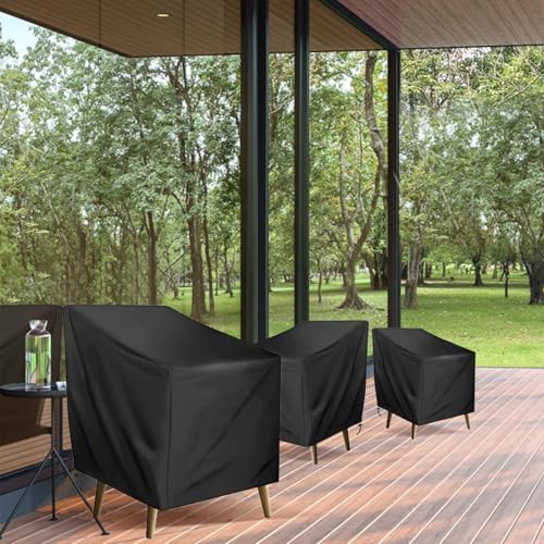 QSTGX Stapelbare Terrassenstuhlhaube Outdoor Stuhlbezug Wasserdichte Industriequalität Rasen Außenbarhocker Terrassenmöbel Abdeckungen Stapelbare Sitzschutzhülle(2 pcs 163x66x89cm/63cm) von QSTGX