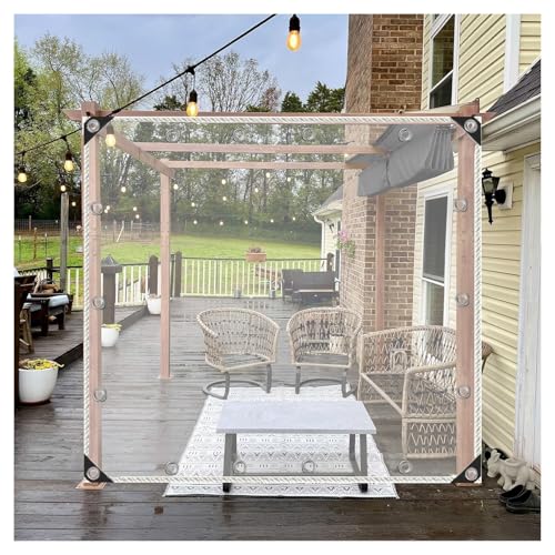 QSTGX Transparente Abdeckplane Terrasse Transparente Abdeckplane Garten Seitenteile Plane Seitliche Vorhänge für Pavillons Veranda für Terrasse, Pergola, Veranda, Pavillons Trennvorhang(8.2x8.2ft/2.5x von QSTGX