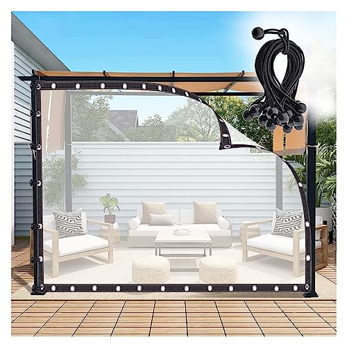 QSTGX wasserdichte Vorhänge für Den Außenbereich, Durchsichtige Pergola-Seitenwände, Durchsichtige Vinylfolie für Umzäunung, Terrasse, Pool, Veranda (Farbe : Clear, Größe : 2x2m) von QSTGX