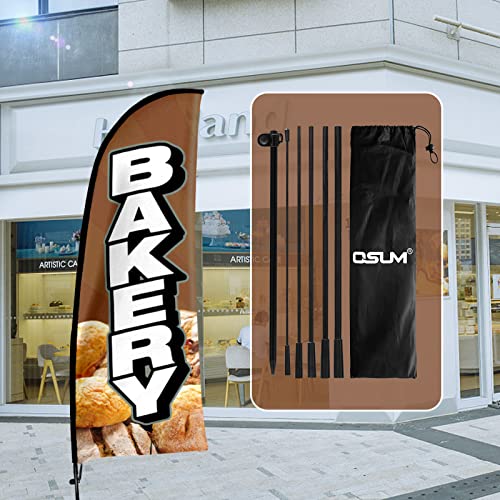 QSUM Bakery Werbung Swooper Flagge Schild, Bäckerei Feder Fahnenmast Kit mit Erdspieß, 2,4 m Werbefeder Banner Schild für Bäckerei Geschäft von QSUM