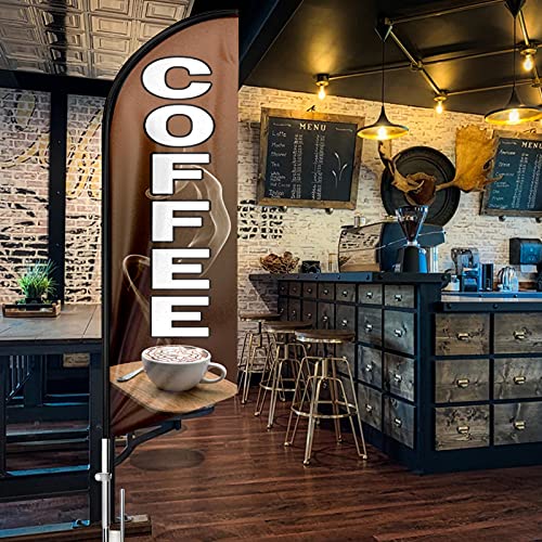 QSUM Espresso-Flagge und Stangen-Set, 3,5 m, riesige Größe, Kaffee-Swooper-Flagge, Upgrade-Werbeschild, Kaffee-Feder-Flagge für Café von QSUM
