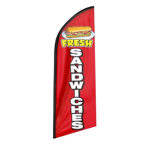 QSUM Fresh Sandwiches Federflagge, Polyester, lebendige Farben für Unternehmen (Fahnenmast nicht im Lieferumfang enthalten) von QSUM