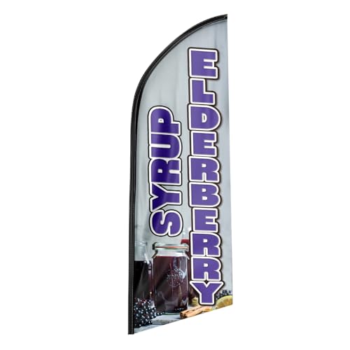 QSUM Holundersirup-Federflagge, Polyester, lebendige Farben für Unternehmen (Fahnenmast nicht im Lieferumfang enthalten) von QSUM