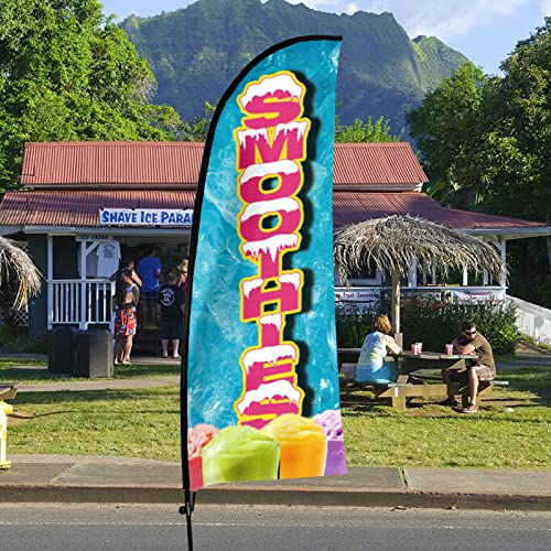 QSUM Smoothies Swooper Flagge und Stange Kit und Erdspieß, Werbung Feder Flagge für Restaurant und Lebensmittelgeschäft Verkauf von QSUM