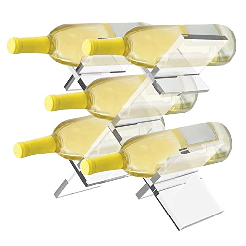 QSWL Weinregal Arbeitsplatte | Arbeitsplatten-Weinhalter | Moderner transparenter Acryl-Weinspeicher-Organizer für Zuhause, Küche, Restaurant, für 5 Weinflaschen von QSWL