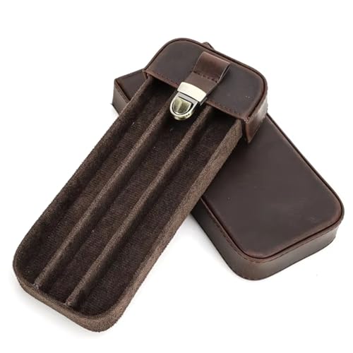 QSWLHLYY Zigarren-Humidor, Tragbares Zigarrenetui Aus Leder, Humidor Mit Messingschnallenverschluss, Etui FüR 3 Zigarren, Retro-Zigarren-Aufbewahrungsbox, Geschenke FüR Zigarrenliebhaber von QSWLHLYY