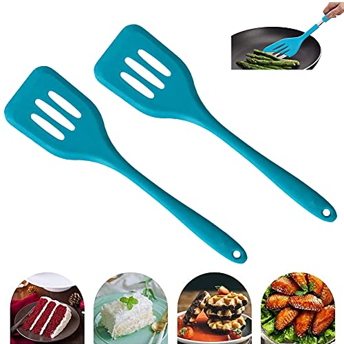QSXX Pfannenwender Silikon, Pfannenwender aus Silikon, Kitchen Pfannenwender Flach, Hohe Temperaturbeständigkeit, 2PCS Antihaft Hitzebeständig Küchenutensilien Kochgeschirr Set mit Silikonspatel Blau QSXX Pfannenwender Silikon, Pfannenwender aus Silikon, Kitchen Pfannenwender Flach, Hohe Temperaturbeständigkeit, 2PCS Antihaft Hitzebeständig Küchenutensilien Kochgeschirr Set mit Silikonspatel Blau von QSXX
