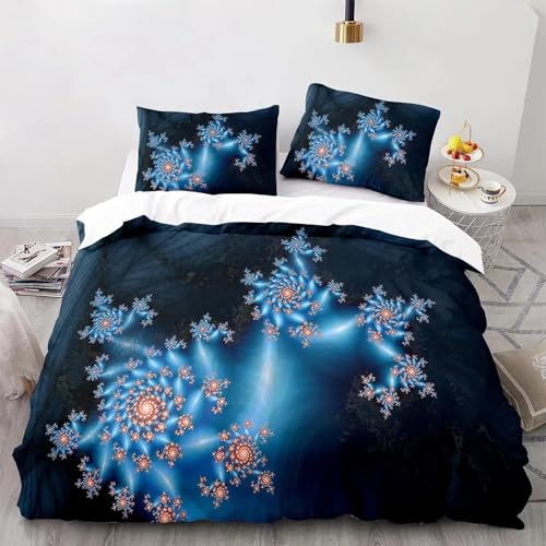 Bettbezug-Set 135X200 mit Wintermotiv,Bettwäscheset mit Blauem Schneeflockenmuster und Kissenbezug,Weicher Mikrofaser-Bettbezug für Winterfestivals für Kinder und Erwachsene,Schlafzimmerdekor,Einz Bettbezug-Set 135X200 mit Wintermotiv,Bettwäscheset mit Blauem Schneeflockenmuster und Kissenbezug,Weicher Mikrofaser-Bettbezug für Winterfestivals für Kinder und Erwachsene,Schlafzimmerdekor,Einz von QSYEDR