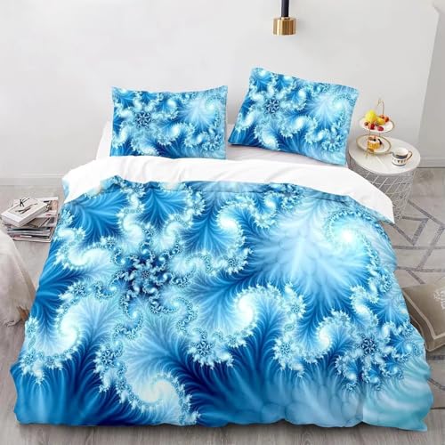 QSYEDR Weihnachts-Bettbezug-Set 220X200 mit Schneeflockenmotiv,Winterthema,Blaues Eiskristallmuster,Weihnachts-Bettwäsche-Set für Schlafzimmer,Weicher Mikrofaser-Bettbezug mit Kissenbezug,Kingsize QSYEDR Weihnachts-Bettbezug-Set 220X200 mit Schneeflockenmotiv,Winterthema,Blaues Eiskristallmuster,Weihnachts-Bettwäsche-Set für Schlafzimmer,Weicher Mikrofaser-Bettbezug mit Kissenbezug,Kingsize von QSYEDR