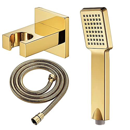 Badezimmer, Toilette, Duschbad Handheld Duschkopf Set Bauch gehalten Duschkopf Niederschlag Duschhead Massage Spa Duschkopf Quadrat Handduschkopf mit Duschschlauch, Duschhalter, Titanium Gold B (Ti Badezimmer, Toilette, Duschbad Handheld Duschkopf Set Bauch gehalten Duschkopf Niederschlag Duschhead Massage Spa Duschkopf Quadrat Handduschkopf mit Duschschlauch, Duschhalter, Titanium Gold B (Ti von QSYJCCXD