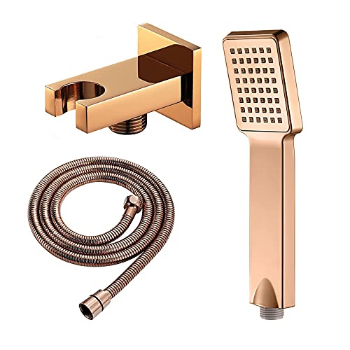 Badezimmer, Toilette, Duschbad Handheld Duschkopf Set Bauchhand gehalten Duschkopf Niederschlag Duschhead Massage Spa Duschkopf Quadrat Handduschkopf mit Duschschlauch, Duschhalter, Titanium Gold B Badezimmer, Toilette, Duschbad Handheld Duschkopf Set Bauchhand gehalten Duschkopf Niederschlag Duschhead Massage Spa Duschkopf Quadrat Handduschkopf mit Duschschlauch, Duschhalter, Titanium Gold B von QSYJCCXD