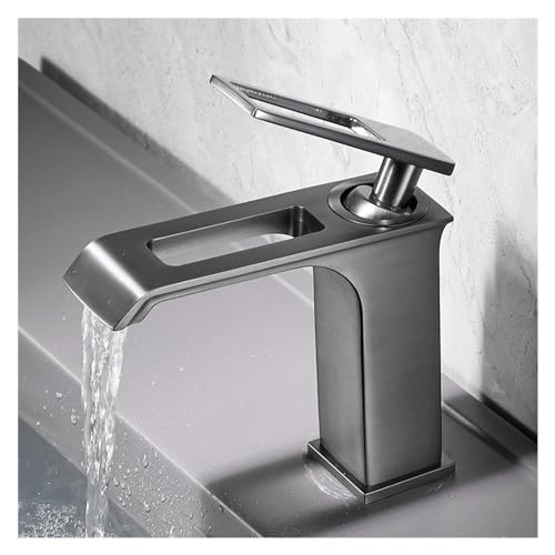 Becken Wasserhahn schwarzer Waschbecken Mixer Tap Badezimmer Wasserfallmischer Messing Wasserhahn heiß und kaltes Gefäß Waschbecken Wasserhackt Deck Mount Weiß, Einfach installieren von QSYJCCXD