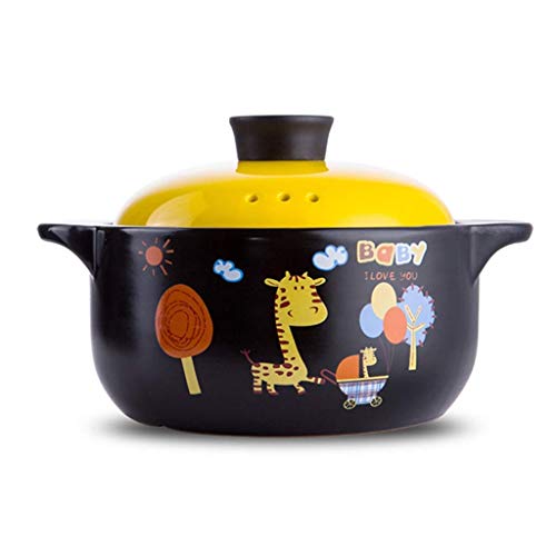 Cartoonmuster Keramik runde Schüssel Auflauf/Ton Topf/Erdtopf/Keramik-Kochgeschirr-Wärme-resistenter Geschenkbox (Größe: 4000 ml) (4000 ml) von QSYJCCXD