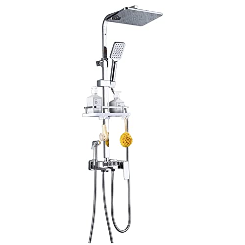 Chrome Duschsystem Regenmixer Combo Set Luxus Hochdruck Badezimmer Duschkopf mit Handheld -Spray und einfacher Klick -Taste (a) von QSYJCCXD