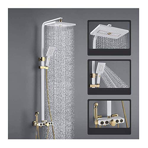 Dusch -Set -Duschsystem mit heißem und kaltem Wasser Duschkombination Multifunktion 4 Griff Duschhahnset mit Duschkopf, Handheld -Dusche, Badensput von QSYJCCXD