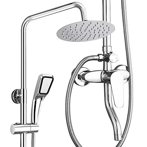 Duschsystem Regen Duschkopf mit Handheld -Duscharmaturen Sets Hochdruck 8 Zoll Duschkopf und 3 Funktionen Badezimmer Dusche (rund) von QSYJCCXD