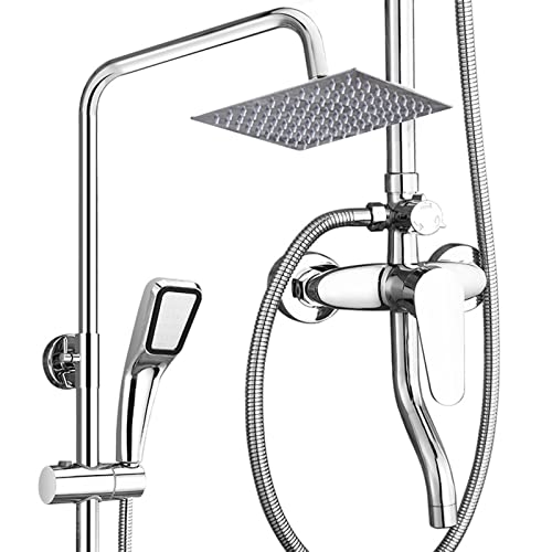 Duschsystem Regen Duschkopf mit Handheld -Duscharmaturen Sets Hochdruck 8 Zoll Duschkopf und 3 Funktionen Badezimmer Dusche (rund) von QSYJCCXD