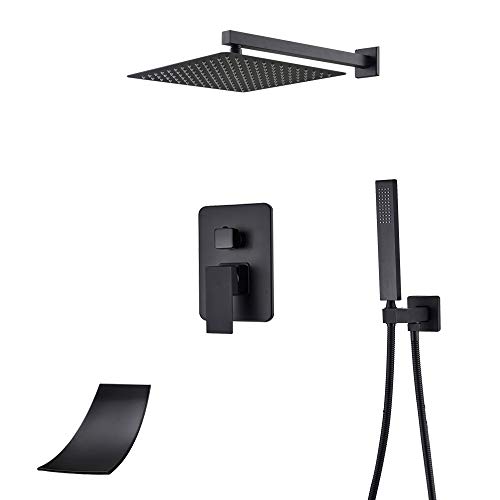 Duschsystem Wand montiert versteckte Duschhahn -Set Multifunktion mattes schwarzes Duschkombination mit Duschkopf, Handheld -Dusche, Wasserfallwanne, 8 Zoll Duschsystem Wand montiert versteckte Duschhahn -Set Multifunktion mattes schwarzes Duschkombination mit Duschkopf, Handheld -Dusche, Wasserfallwanne, 8 Zoll von QSYJCCXD