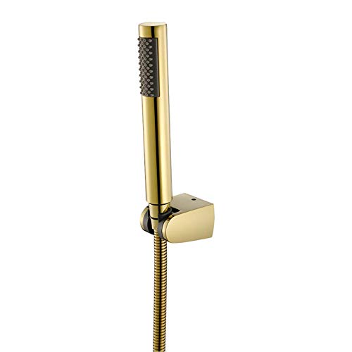 Handheld Duschkopf Messing Hand gehalten Duschkopf Niederschlag Duschhead Ein Sprühmodus Massage Spa Duschkopf Round Hand Duschkopf mit Silikondüse, Duschschlauch, Schwarz, Schwarz von QSYJCCXD
