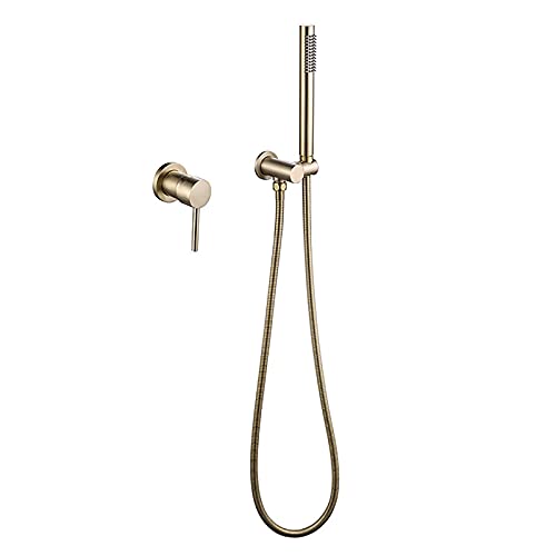Handheld Duschkopf Set Messing Einer Griff Hand gehalten Duschkopf Niederschlag Duschkopf Massage Massage Duschkopf Round Hand Duschkopf mit Silikondüse, Duschschlauch, gebürstetem Gold, Schwarz Handheld Duschkopf Set Messing Einer Griff Hand gehalten Duschkopf Niederschlag Duschkopf Massage Massage Duschkopf Round Hand Duschkopf mit Silikondüse, Duschschlauch, gebürstetem Gold, Schwarz von QSYJCCXD
