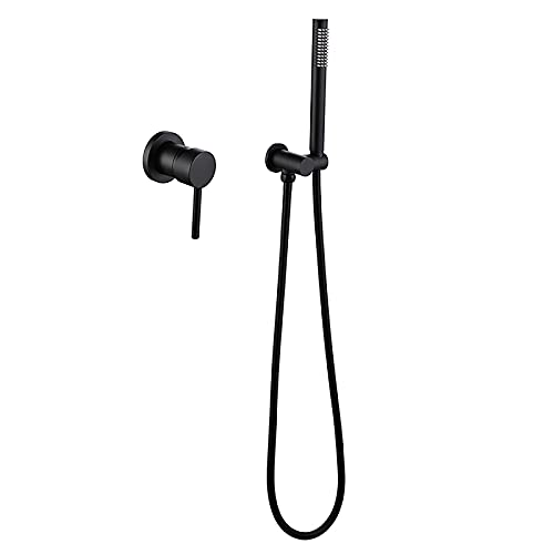 Handheld Duschkopf Set Messing Einer Griff Hand gehalten Duschkopf Niederschlag Duschkopf Massage Massage Duschkopf Round Hand Duschkopf mit Silikondüse, Duschschlauch, gebürstetem Gold, Schwarz Handheld Duschkopf Set Messing Einer Griff Hand gehalten Duschkopf Niederschlag Duschkopf Massage Massage Duschkopf Round Hand Duschkopf mit Silikondüse, Duschschlauch, gebürstetem Gold, Schwarz von QSYJCCXD