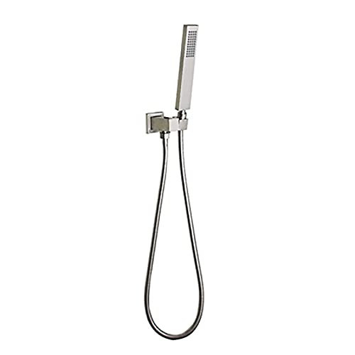 Handheld Duschkopf Set Messing Hand gehalten Duschkopf Niederschlag Duschhead Massage Duschhead Quadrat Handduschkopf mit Silikondüse, Duschschlauch, Duschhalter, gebürstete Nick Handheld Duschkopf Set Messing Hand gehalten Duschkopf Niederschlag Duschhead Massage Duschhead Quadrat Handduschkopf mit Silikondüse, Duschschlauch, Duschhalter, gebürstete Nick von QSYJCCXD