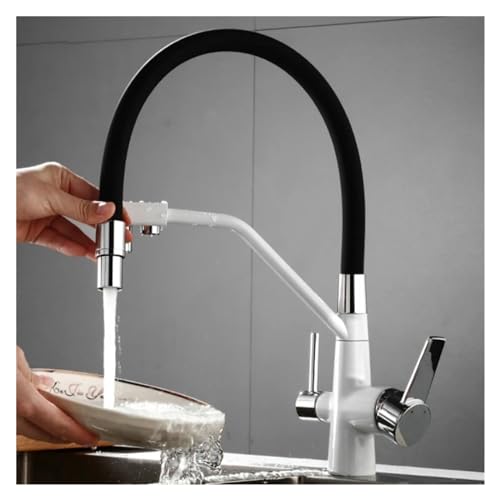 High-End-Messing gebürstete Nickel Küchenspüle Wasserhahnmischer zwei Griffe 3-Wege-Küche gesunder Trinkwasserhahn, Wasserhähne für Waschbecken von QSYJCCXD