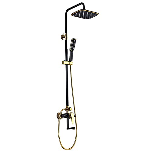 Hochdruck -Niederschlags -Duschkopf und Handheld -Duschkombination mit Höhe/Winkel Verstellbarer Verlängerungsarm, 3 Funktionen hoher Fluss quadratischer Badezimmer Dusche, schwarz von QSYJCCXD