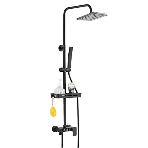Hochdruckregen Duschkopf mit Handheld Combo Messing Bad Duschhead, Höhe/Winkel mit Halter, schwarz verstellbar Hochdruckregen Duschkopf mit Handheld Combo Messing Bad Duschhead, Höhe/Winkel mit Halter, schwarz verstellbar von QSYJCCXD