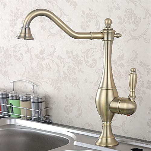 Küchenarmatur, Bauernhaus und kommerzielles Küchenspüle Wasserhahn, Retro -Teekannenstil schwarzer Messing -Küchenarmatur, 360 ° Rotatable gebürstbarer goldener Küchenmixer (Gold mit Schlauchgröße 1) Küchenarmatur, Bauernhaus und kommerzielles Küchenspüle Wasserhahn, Retro -Teekannenstil schwarzer Messing -Küchenarmatur, 360 ° Rotatable gebürstbarer goldener Küchenmixer (Gold mit Schlauchgröße 1) von QSYJCCXD