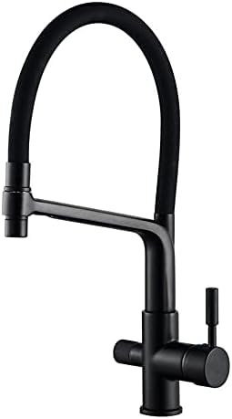 Moderne Pull Down Küchenspüle Mixer Hahn mit Dual -Funktion Sprühgerät und Wasserfilter 3 Wege Küchenarmatur mit schwarzem Gummi -Duschschlauch gebürstetem Nickelfinale von QSYJCCXD