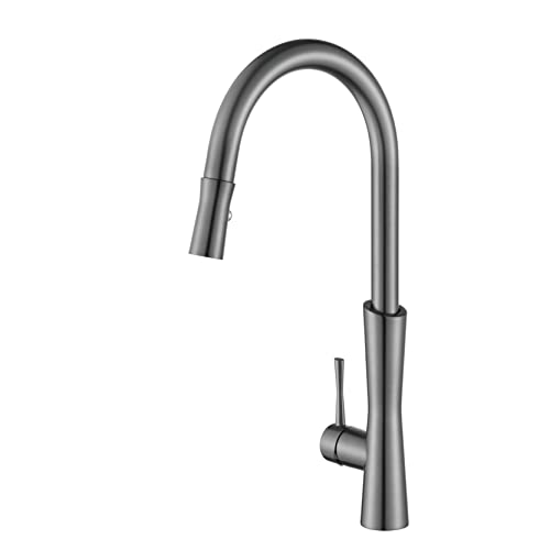 Moderne matte schwarze Kronleuchter Küchenarmatur mit einem Griff Kupfer Design 2 Modus Outlet Control Waschbecken Wasserhahn für heißes und kaltes Wasser stilvoller und funktionaler Küchenhahn von QSYJCCXD