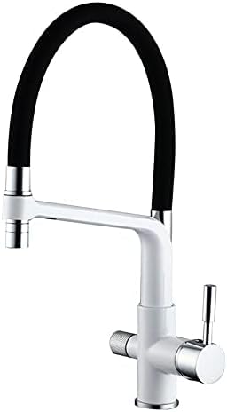 Pull Down Küchenspüle Mischmischhahn mit zwei Funktionen Sprühgerät und Wasserfilter gebürstet Nickel Finish 3 -Wege Küchenarmatur mit schwarzem Gummi -Duschschlauch von QSYJCCXD