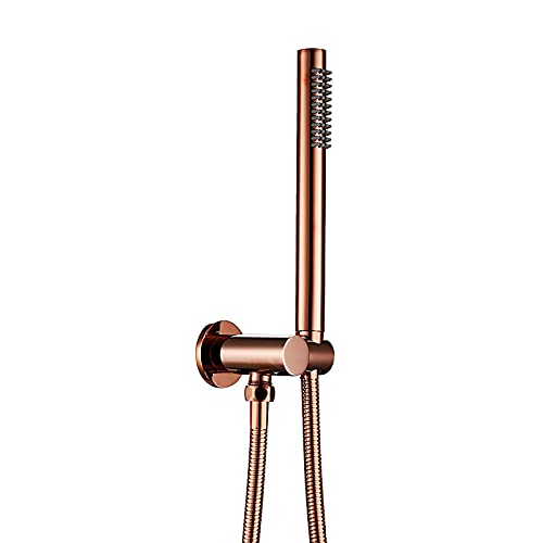 Roségold Handheld Duschkopf Set Messing Hand gehalten Duschkopf Niederschlag Duschkopf Massage Duschkopf Round Hand Duschkopf mit Silikondüse, Duschschlauch, Duschhalte von QSYJCCXD