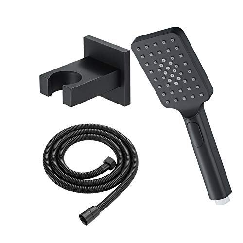 Schwarzer Handheld -Duschkopf Set Hochdruck Handheld Duschsprühgerät, 3 Modus Wasser universelles Handschuhset mit Edelstahl -Duschschlauch und Messinghalter von QSYJCCXD
