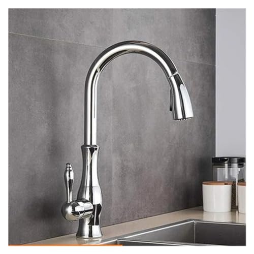 Schwarzer Küchenspüle Wasserhahn 360 Rotationsdeck montiertes Wasserhahn Zwei -Auslass -Wassermodi Kaltem Heißmischer -Hahn, Chrom -Badezimmer Wasserhahn von QSYJCCXD