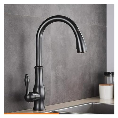 Schwarzer Küchenspüle Wasserhahn 360 Rotationsdeck montiertes Wasserhahn Zwei -Auslass -Wassermodi Kaltem Heißmischer -Hahn, Chrom -Badezimmer Wasserhahn von QSYJCCXD