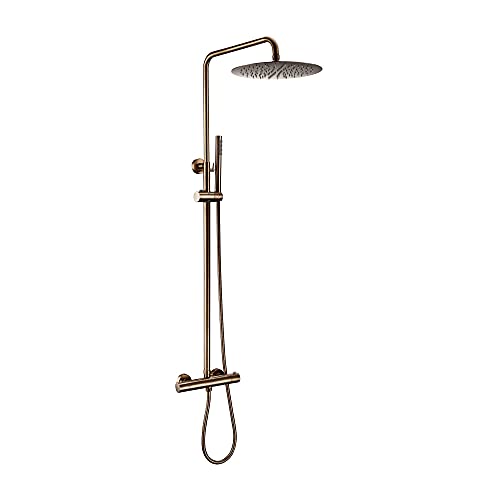 Thermostatischer Duschmixer-Set, Multifunktionswandhalterung freiliegender Duschsäule-Badezimmerhahn mit Diverter-Regenkopf, solides Messing Duschsystem Set mit Duschkopf und Dusch Ho, Chrom-10 Zoll Thermostatischer Duschmixer-Set, Multifunktionswandhalterung freiliegender Duschsäule-Badezimmerhahn mit Diverter-Regenkopf, solides Messing Duschsystem Set mit Duschkopf und Dusch Ho, Chrom-10 Zoll von QSYJCCXD