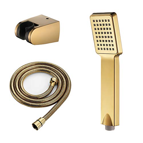 Titanium Gold Handheld Duschkopf Set Hochdruck Handheld Duschkopf -Set, Universal Handheld Duschsprühgerät mit Halter und 1,5 m Edelstahl -Duschschlauch Titanium Gold Handheld Duschkopf Set Hochdruck Handheld Duschkopf -Set, Universal Handheld Duschsprühgerät mit Halter und 1,5 m Edelstahl -Duschschlauch von QSYJCCXD