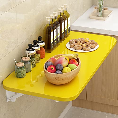Tropfenblatt Tisch Wandmontierte Wäscherei Klappertisch Klapperschaftsbänke schwimmendem Schreibtisch, Klapptisch-Wandmontageschreibtisch für Home Office Küchenbar B, 50 x 30 cm/20x12in, Gelb von QSYJCCXD