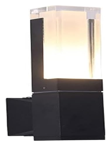 Wandlampe LED Outdoor Wandleuchte Netz angetrieben, IP65 wasserdichtes schwarzes Aluminium 5W außerhalb von Veranda Leuchten Außen Wandleuchter für Terrassengartenkorridor Frieden (Farbe: 6000k) von QSYJCCXD