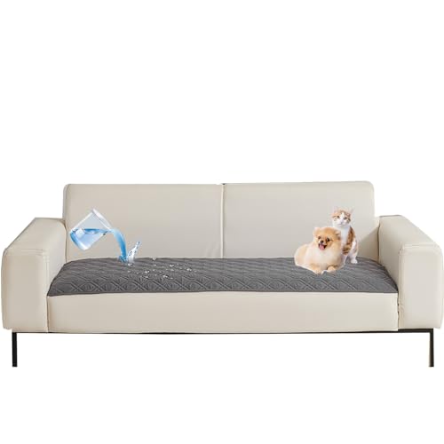 QSZTJJ Sofaschutz Katze, Sofabezug 1/2/3 Sitzer Schutz rutschfeste Couch Überwurf, Sofabezug Wasserdicht, Schonbezug Sofa für Haustier Kinder Katzen Hunde (Dunkelgrau,75 * 180cm) von QSZTJJ