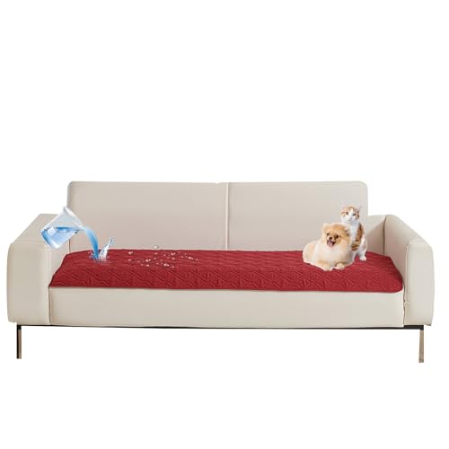 QSZTJJ Sofaschutz Katze, Sofabezug 1/2/3 Sitzer Schutz rutschfeste Couch Überwurf, Sofabezug Wasserdicht, Schonbezug Sofa für Haustier Kinder Katzen Hunde (Rot,75 * 180cm) von QSZTJJ