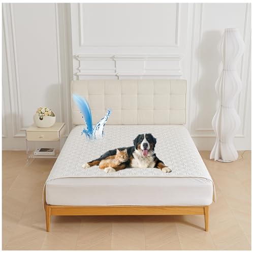 QSZTJJ wasserdichte Hundedecke Beidseitig verfügbar und Weich Hundematte schützt Bett und Sofa für großeund kleine Hunde, Schutz für Sofa & Bett& Auto (Weiß,130x210cm) von QSZTJJ